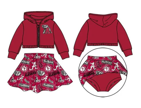 5.6  Baby Girls Alabama Elephant Team Hooded Top Skirts Clothes Sets preorder(moq 3)
