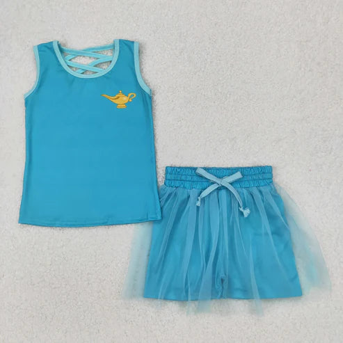 5.3 Sibling 10(3) Colors Baby Girls Princess Castles Shirt Skorts Skirts Outfits