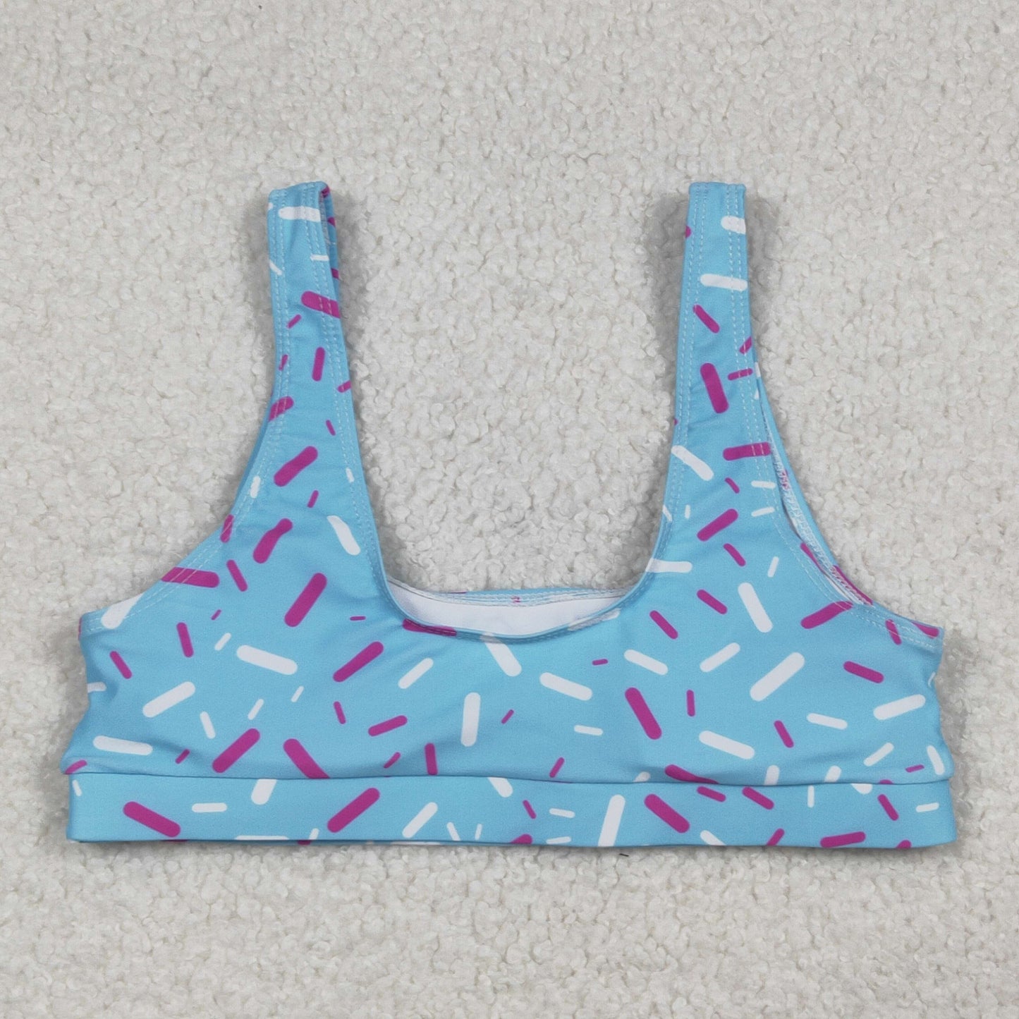 S0575 Adult Women Blue Drip Sprinkles Team Bra Swimming Tops