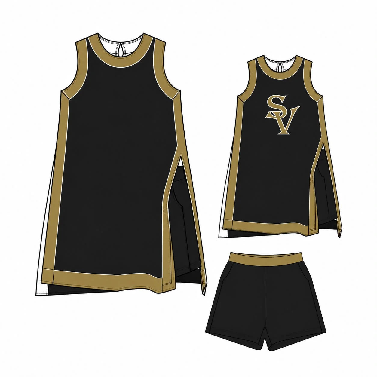 Custom Order Baby Girls Sleeveless SV Sipsey Yoga Active Split Short Clothes Set