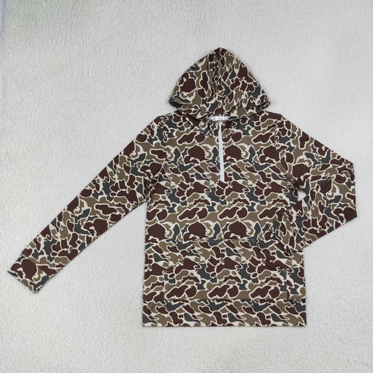 GT1713 Adult Women Southern Dark Green Camo Zip Pocket Hoodies Tops