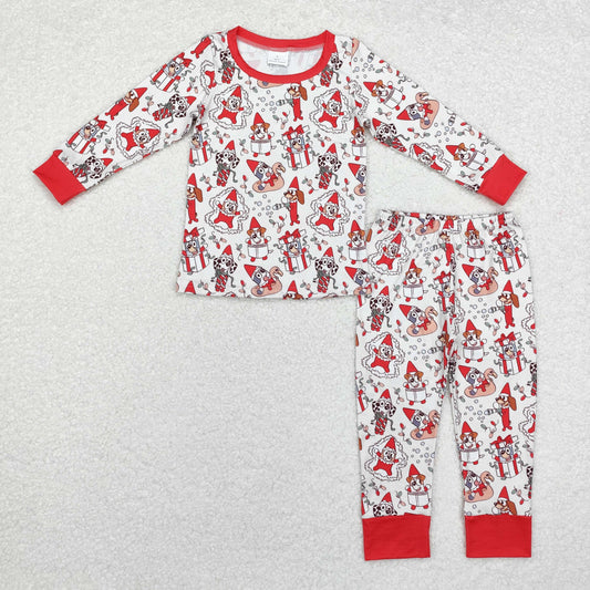 BLP0558 Baby Boys Red Shelf Christmas Bamboo Pajamas Clothes Set