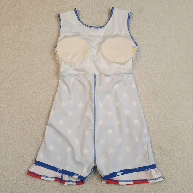 GSD3813 Kids Baby Girls Stars Stripe Yoga Active Short 4th of July Knee Length Dress