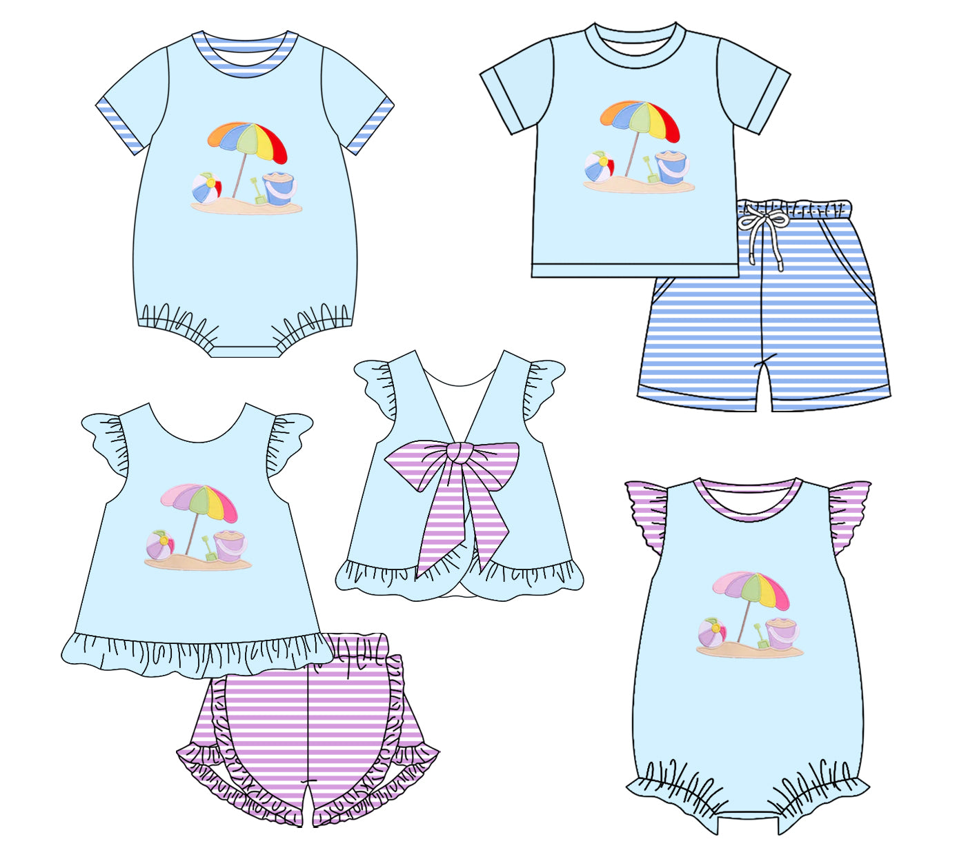 26.1.1 Custom MOQ:3 or 5 pcs each design milk silk Sibling baby girl boys clothes short sleeve shorts sets 2 and romper 2