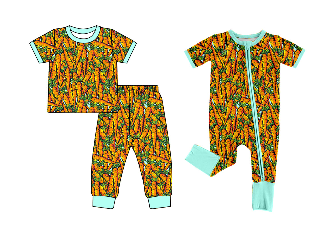 26.1.12 Custom MOQ:3 or 5 pcs each design milk silk Sibling baby boy clothes carrot short sleeve pants sets and romper