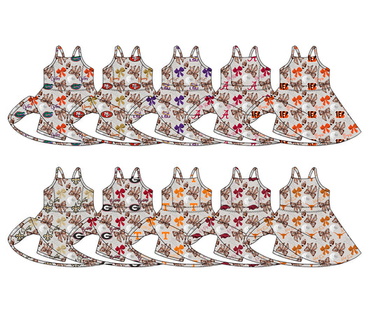 26.1.13 Custom MOQ:3 or 5 pcs each design milk silk Sibling baby girl clothes team bow short sleeve dress 10