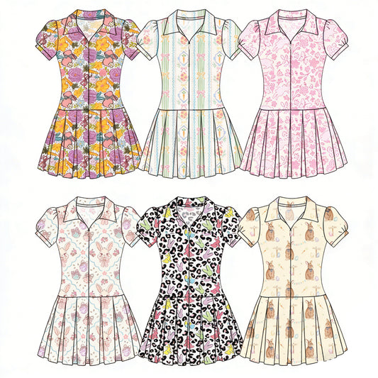 26.1.6 Custom MOQ:3 or 5 pcs each design milk silk Sibling baby girl clothes short sleeve dresses 6