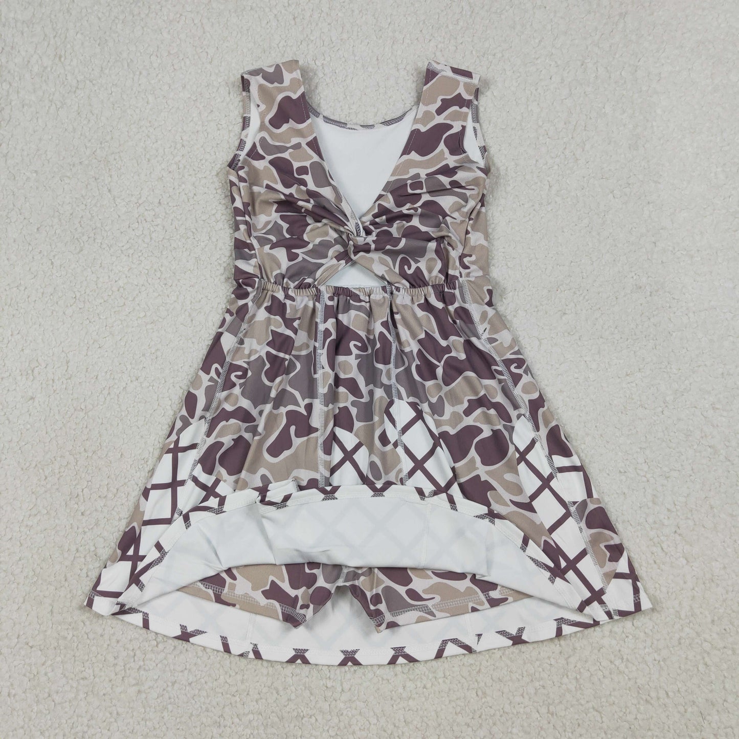 GSD2819 Kids Baby Girls Southern Grey Camo Drip Team Shorts Yoga Knee Length Dresses