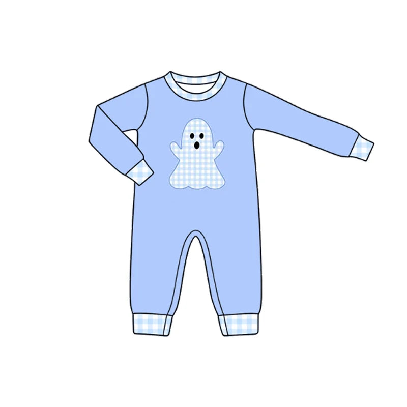 7.25 design Baby Boys Long Sleeve Ghost Halloween Pant Rompers