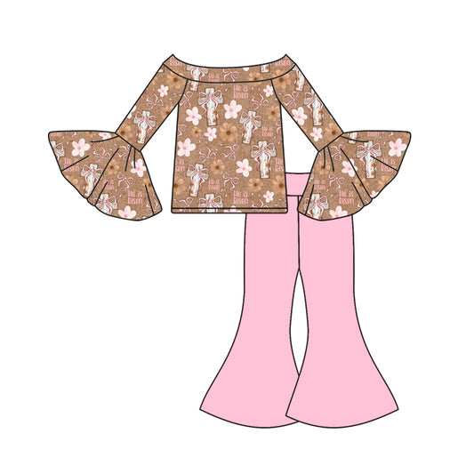 26.1.5 Custom MOQ:3 or 5 pcs each design milk silk baby girl clothes easter floral short sleeve pants sets