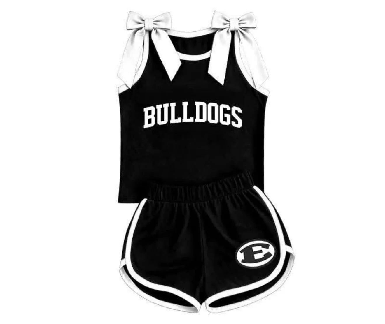 Custom Order Baby Girls Black Bulldogs Bows Sleeveless Top Shorts Team Clothes Sets