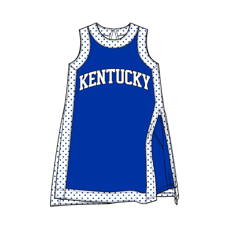 Custom Order Baby Girls Polka Dots Kentucky Tunic Pockets Short Team Clothes Sets
