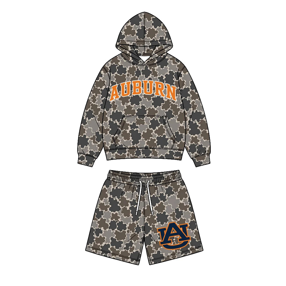 Custom Order Baby Boys Auburn Camo Pockets Hoodie Shorts Team Clothes Sets