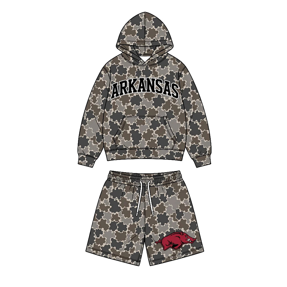 Custom Order Baby Boys Arkansas Camo Pockets Hoodie Shorts Team Clothes Sets