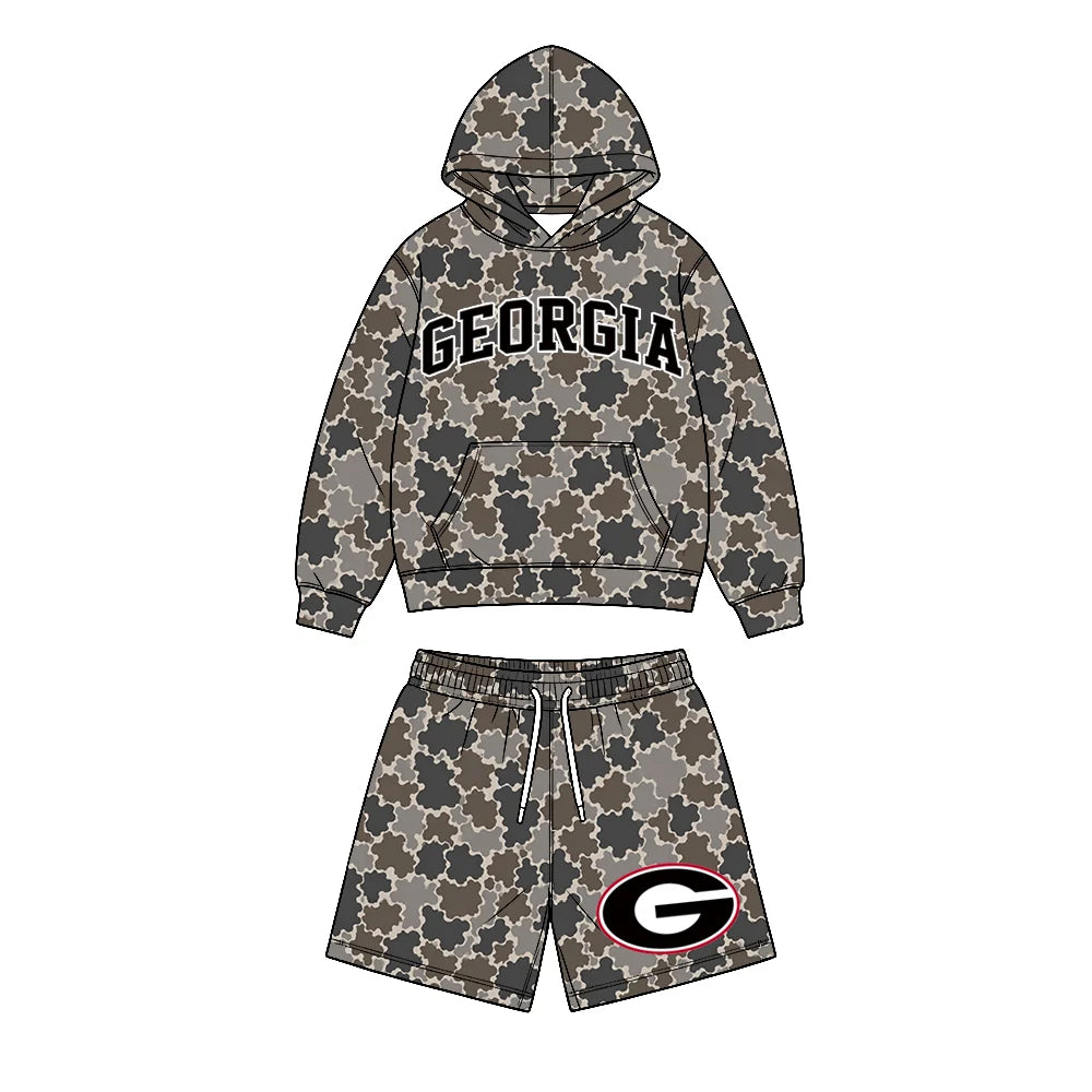 Custom Order Baby Boys Georgia Camo Pockets Hoodie Shorts Team Clothes Sets