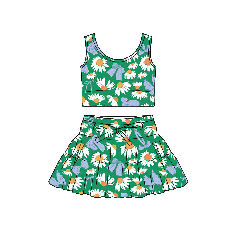 26.1.12 Custom MOQ:3 or 5 pcs each design milk silk Sibling baby girl clothes short sleeve skirts sets 2