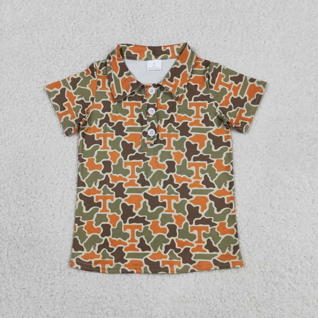 BT1696 Kids Baby Boys Short Sleeve Southern Camo T Team Button Polo Shirts Top