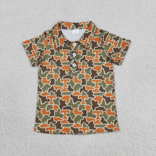 BT1696 Kids Baby Boys Short Sleeve Southern Camo T Team Button Polo Shirts Top