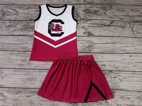 5.7 Baby Girls Bird Cheer Team Top Skirts Clothes Sets Preorder(moq 3)
