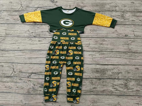 5.7 Baby Girls Green Team 2pcs Jumpsuits Sets preorder(moq 3)