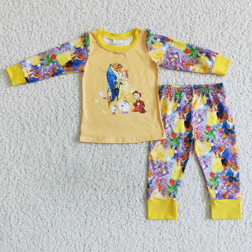 4.23 RTS NO MOQ ETA 5/7days Arrived 6 B8-4 girls fall long sleeve top long pants pajamas children clothing set