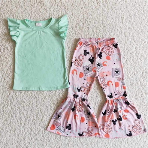 4.23 B10-28 girls short sleeveless long pants outfits