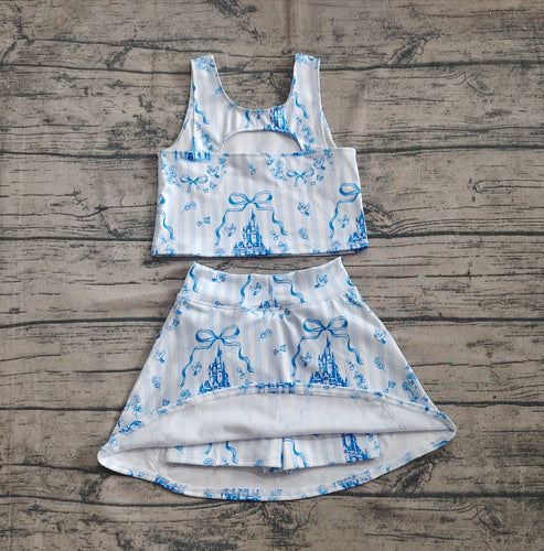4.22 GSD2198 Baby Girls Blue Castles Athletic Active Wear Top Shorts Skirts Outfits Preorder