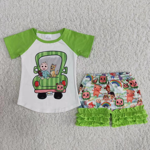 4.7 B9-12 car dog cocomelon green suit