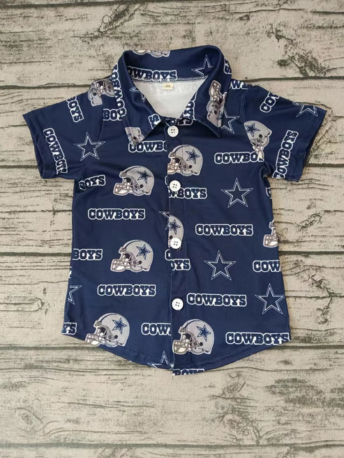 5.5 Baby Boys Cowboys Buttons Team Short Sleeve Shirts Preorder(moq 3)