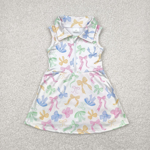 4.25 GSD2141 Baby Girls Colorful Bows Yoga Active Wear Skort Knee Length Dress