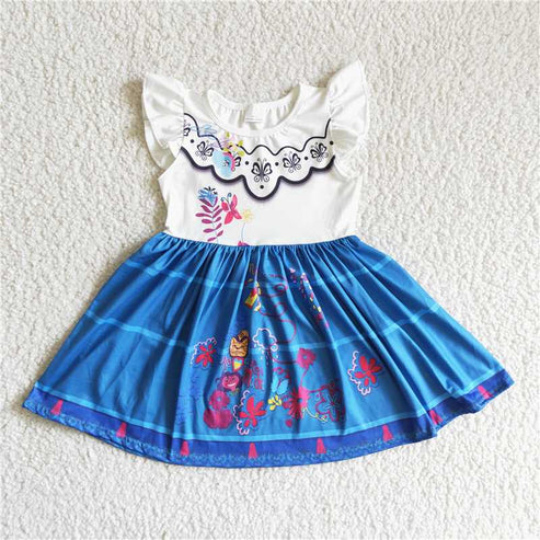 4.23 RTS NO MOQ ETA 5/7days Arrived C4-30 Flying Sleeve Dress Blue