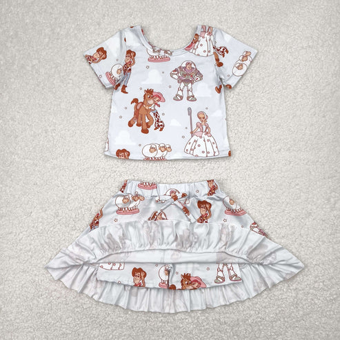 4.15 GSD2359 Baby Girls Cartoon Donkey Stars Top Skirts Set