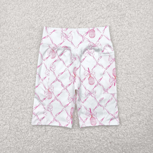 5.9 SS0397 Baby Girls Pink Tennis Bows Yoga Biking Shorts