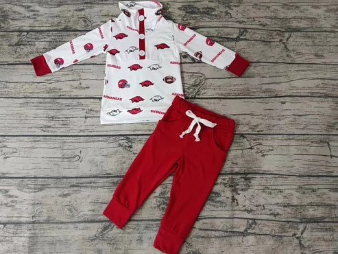 5.7 Baby Boys Pig Red Teams Pullovers Shirts Top Pants Clothes Sets preorder(moq 3)