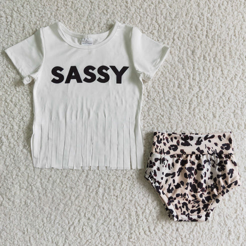 4.23 B8-10 girl outfit RTS Leopard print newborn baby bummies set boutique 2 pcs clothing set