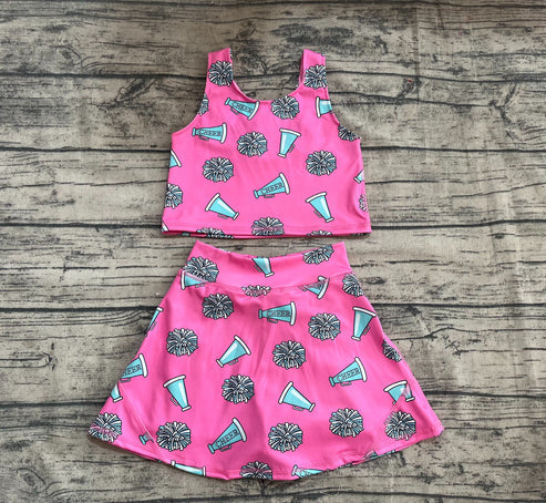 4.24 GSD1924 Baby Girls Pink Cheer Top Skort Yoga Set Preorder