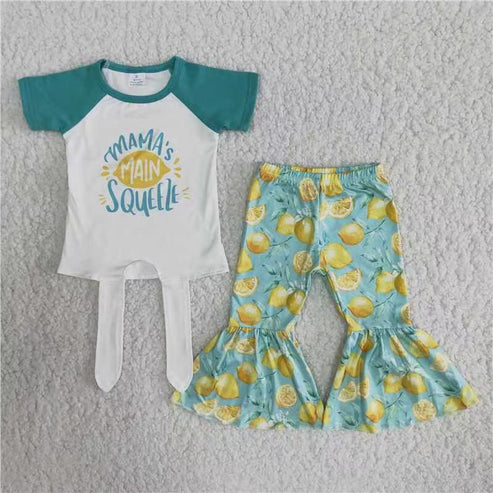 4.15 B13-14 MAMA Short Sleeve Lemon Flared Pants
