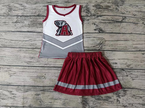 5.6  Baby Girls Elephant Team Tee Shirt Skirts Clothes Sets preorder(moq 3)