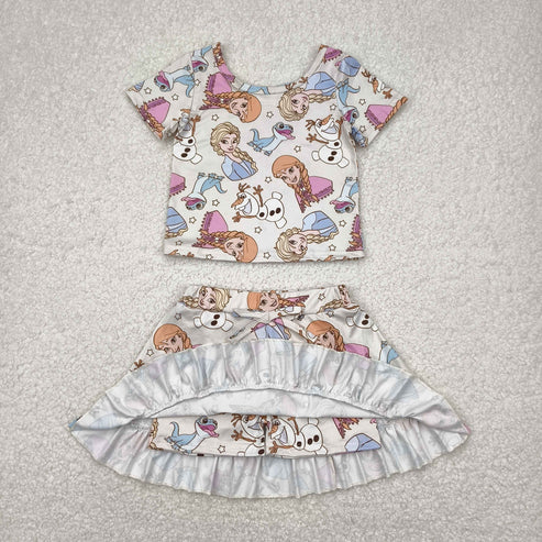 4.15 GSD2358 Baby Girls Cartoon Princess Top Skirts Set