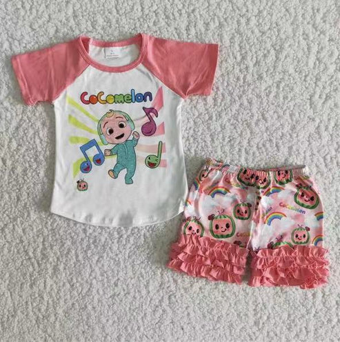 4.7 B12-22 Music cocomelon pink ruffle suit