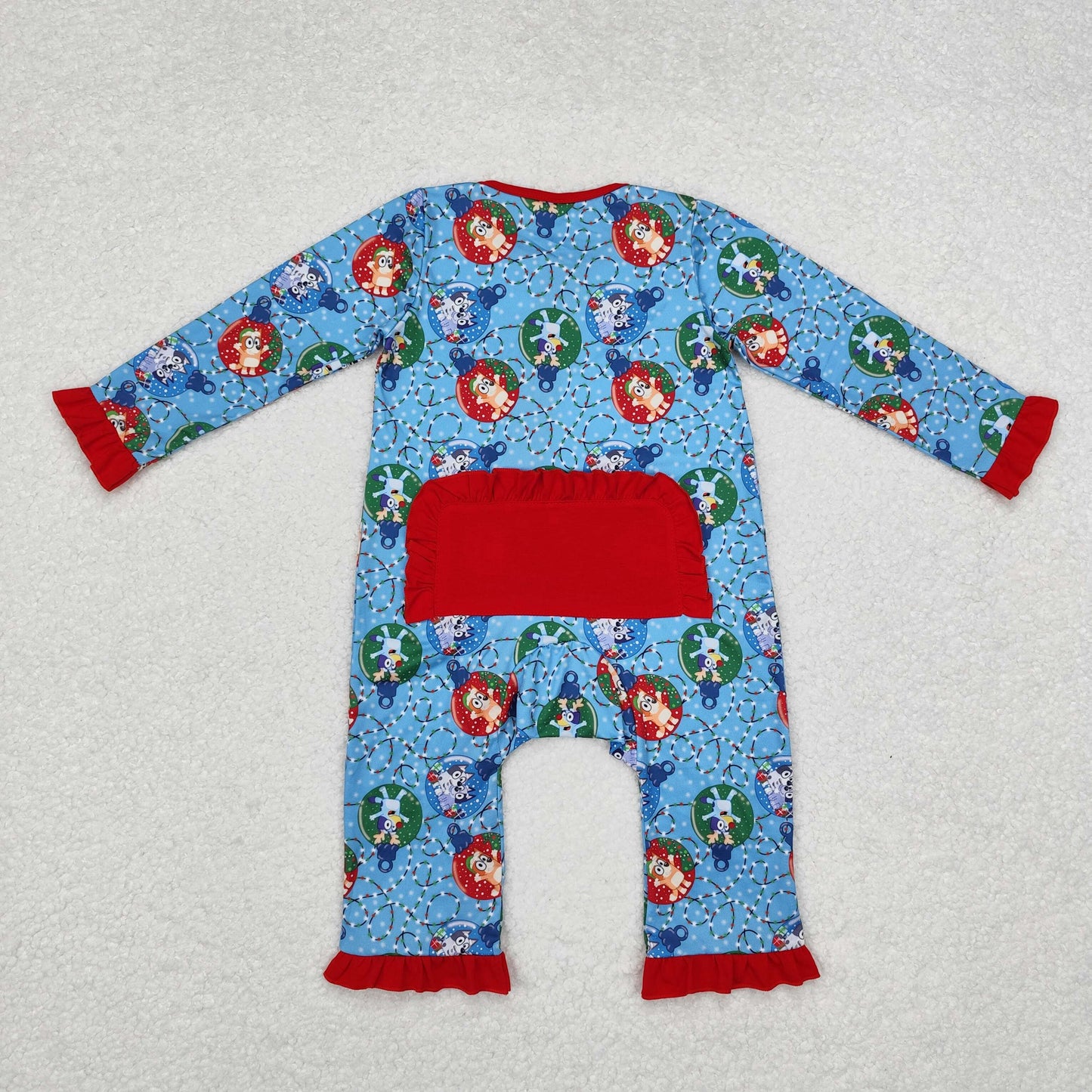 LR1314 Baby Infant Girls Christmas Dogs Long Sleeve Zip Rompers