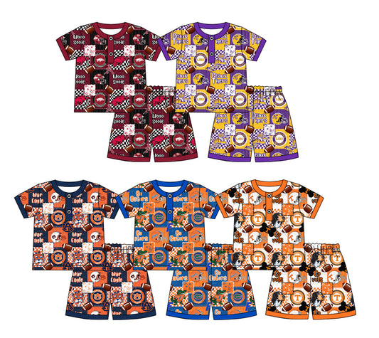 26.1.8 Custom MOQ:3 or 5 pcs each design milk silk Sibling baby boy clothes team short sleeve shorts sets 5
