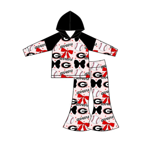 6.25  Custom Moq 3 each item Sibling Baby Girls Georgia Team Romper Dress Clothes Sets