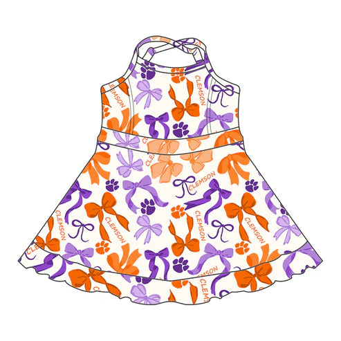 6.10 Custom Moq 3 each item Sibling Baby Girls Clemson Team Dresses Clothes Sets