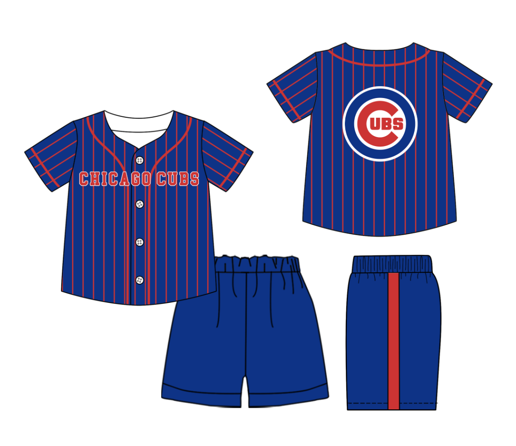 Custom Milk Silk Order MOQ:3 or 5 pcs Each Design Team State Kids Summer Blue Short Sleeve Shorts Sets-26.1.20