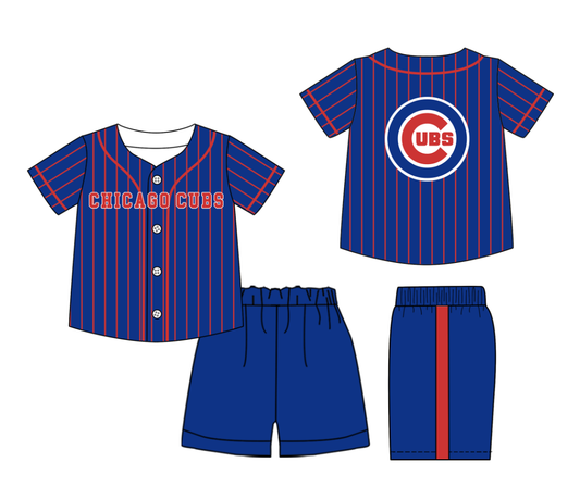 Custom Milk Silk Order MOQ:3 or 5 pcs Each Design Team State Kids Summer Blue Short Sleeve Shorts Sets-26.1.20
