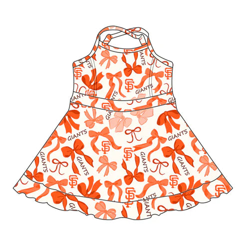 6.10 Custom Moq 3 each item Sibling Baby Girls Giants Team Dresses Clothes Sets