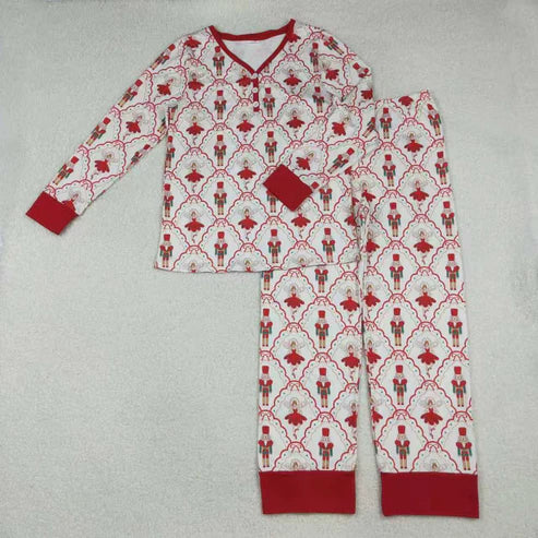 10.31 Sibling Baby Girls Bows Soldiers Dancers Checked Pant Christmas Pajamas Sets Zipper Rompers
