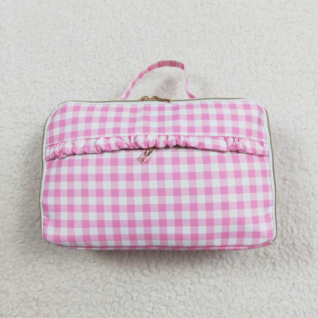 3.10 BA0088 Pink and white check lace lunch box bag