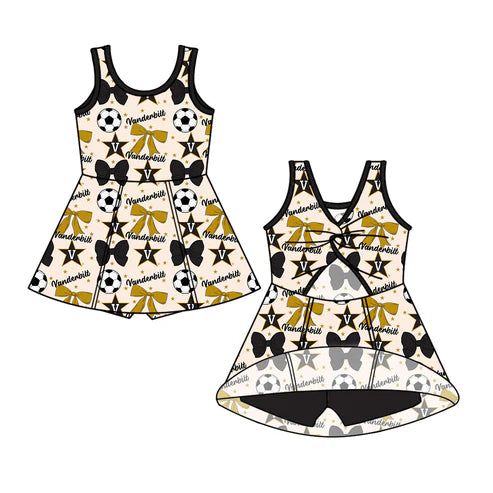 6.25 Custom Moq 3 each item Sibling Baby Girls Vanderbilt Team Romper Dress Clothes Sets